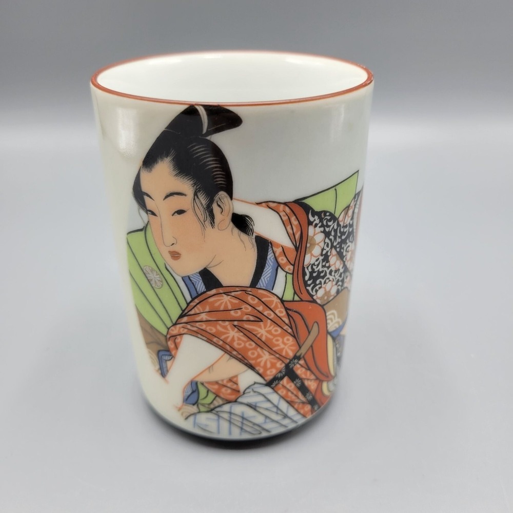 Vintage Japanese Shunga Porcelain Tea Cup Erotic Geisha Couples Design Home Deco